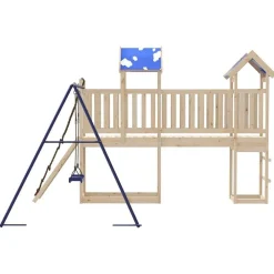 vidaXL Estructuras Para Juegos Al Aire Libre-Parque infantil de exterior de madera maciza de pino