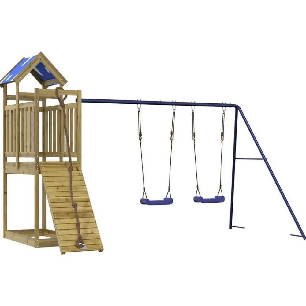 vidaXL Estructuras Para Juegos Al Aire Libre-Parque infantil de exterior madera de pino impregnada