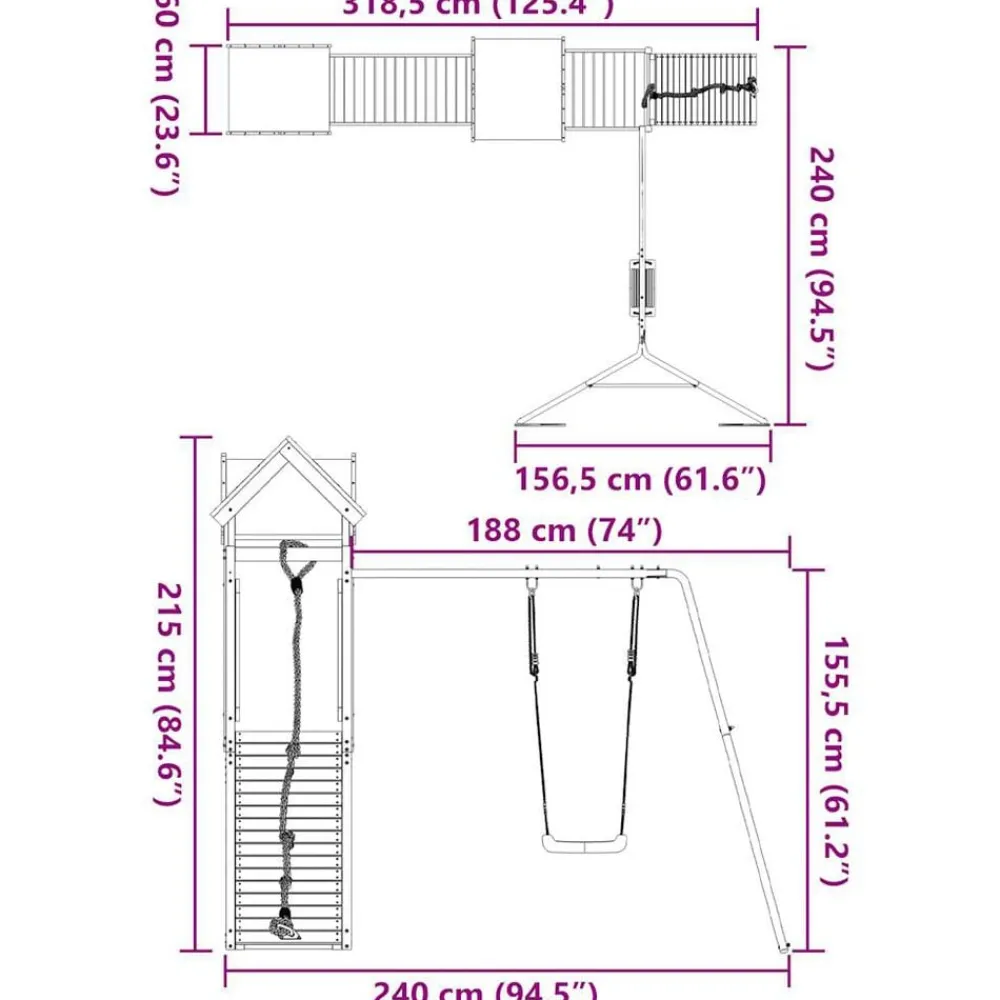 vidaXL Estructuras Para Juegos Al Aire Libre-Parque infantil de exterior madera maciza Douglas3156935