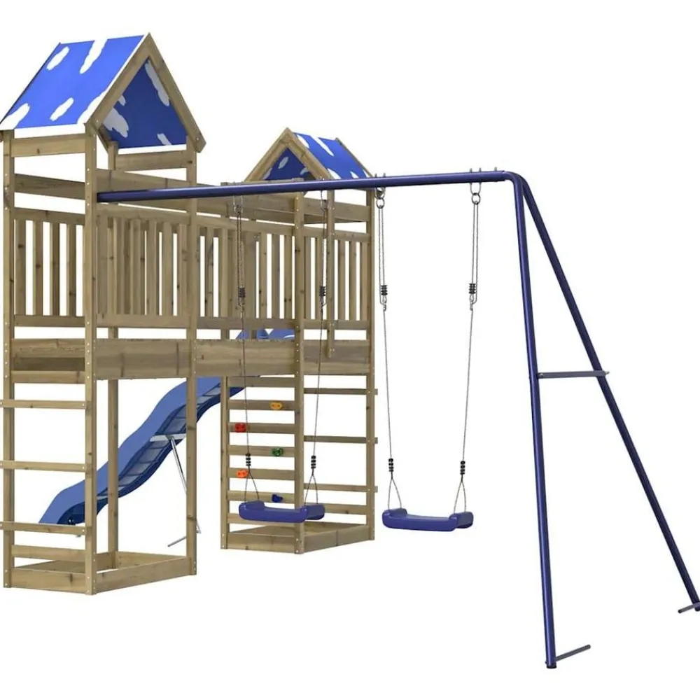 vidaXL Estructuras Para Juegos Al Aire Libre-Parque infantil de exterior madera de pino impregnada
