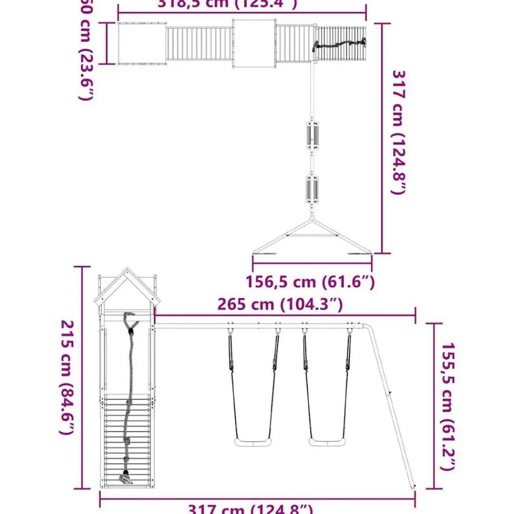 vidaXL Estructuras Para Juegos Al Aire Libre-Parque infantil de exterior madera maciza Douglas3156935