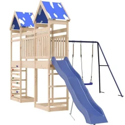vidaXL Estructuras Para Juegos Al Aire Libre-Parque infantil de exterior de madera maciza de pino