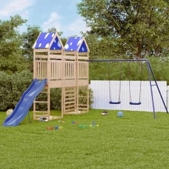vidaXL Estructuras Para Juegos Al Aire Libre-Parque infantil de exterior de madera maciza de pino