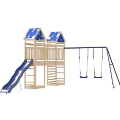 vidaXL Estructuras Para Juegos Al Aire Libre-Parque infantil de exterior de madera maciza de pino