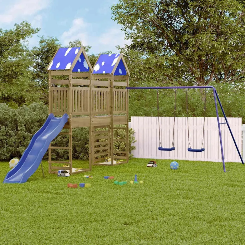 vidaXL Parque infantil de exterior madera de pino impregnada New