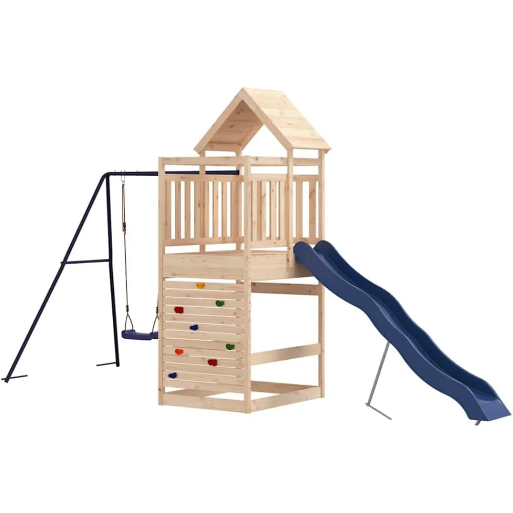 vidaXL Estructuras Para Juegos Al Aire Libre-Parque infantil de exterior madera maciza de pino