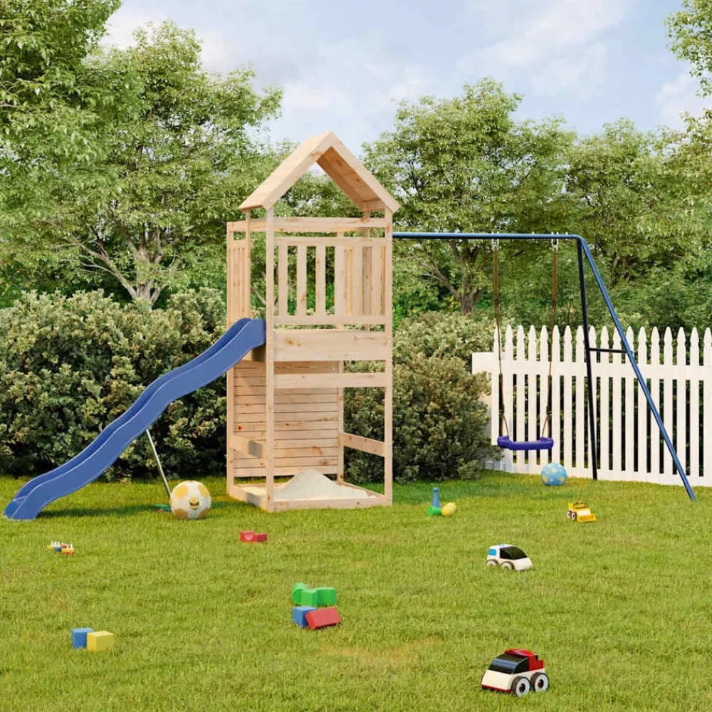 vidaXL Estructuras Para Juegos Al Aire Libre-Parque infantil de exterior madera maciza de pino