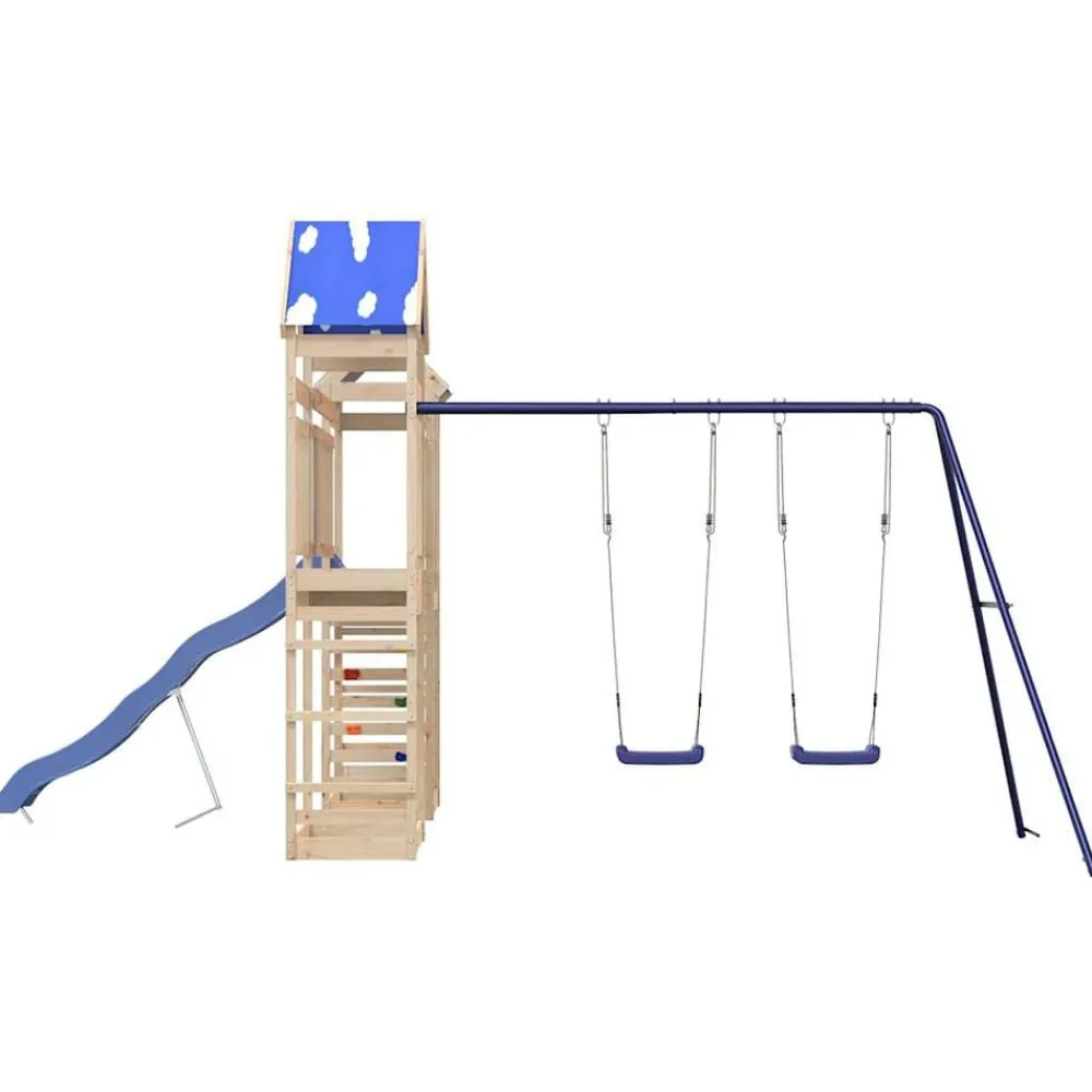 vidaXL Estructuras Para Juegos Al Aire Libre-Parque infantil de exterior de madera maciza de pino