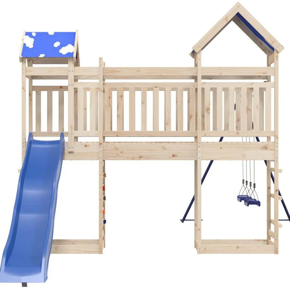 vidaXL Estructuras Para Juegos Al Aire Libre-Parque infantil de exterior de madera maciza de pino