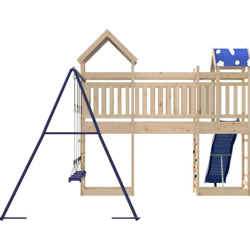 vidaXL Estructuras Para Juegos Al Aire Libre-Parque infantil de exterior de madera maciza de pino