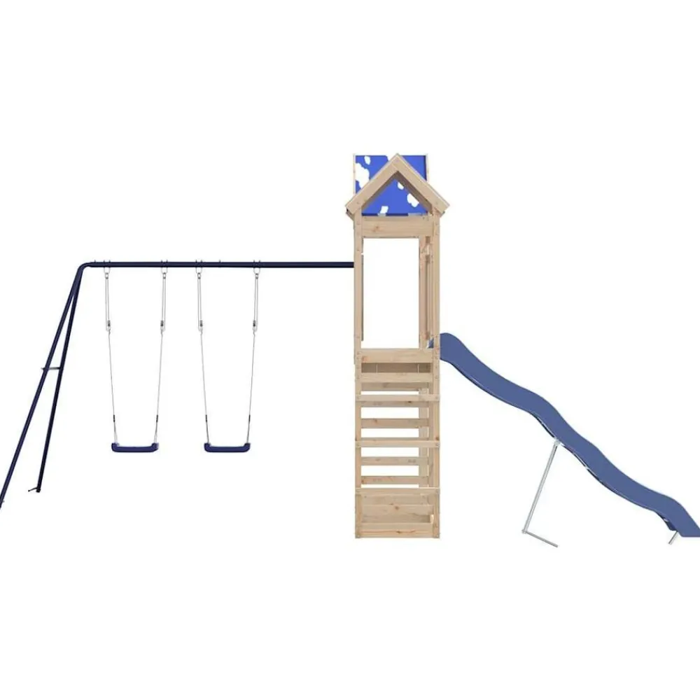 vidaXL Estructuras Para Juegos Al Aire Libre-Parque infantil de exterior de madera maciza de pino