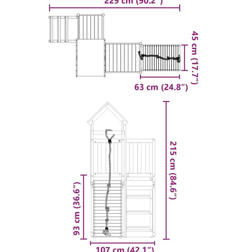 vidaXL Estructuras Para Juegos Al Aire Libre-Parque infantil de exterior madera de pino impregnada