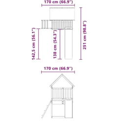 vidaXL Parque infantil de exterior madera de pino impregnada Clearance