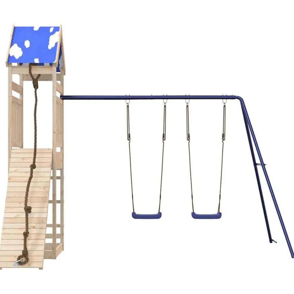 vidaXL Estructuras Para Juegos Al Aire Libre-Parque infantil de exterior de madera maciza de pino