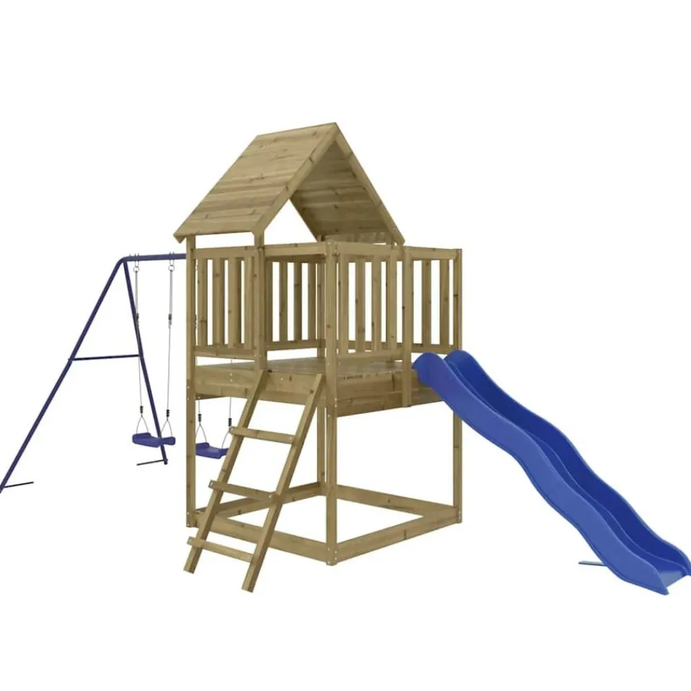 vidaXL Estructuras Para Juegos Al Aire Libre-Parque infantil de exterior madera de pino impregnada