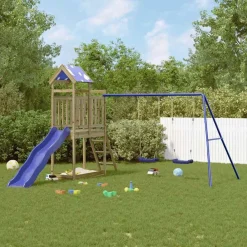vidaXL Estructuras Para Juegos Al Aire Libre-Parque infantil de exterior madera de pino impregnada