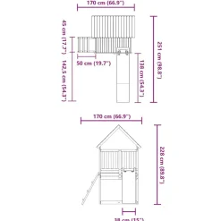 vidaXL Estructuras Para Juegos Al Aire Libre-Parque infantil de exterior madera de pino impregnada