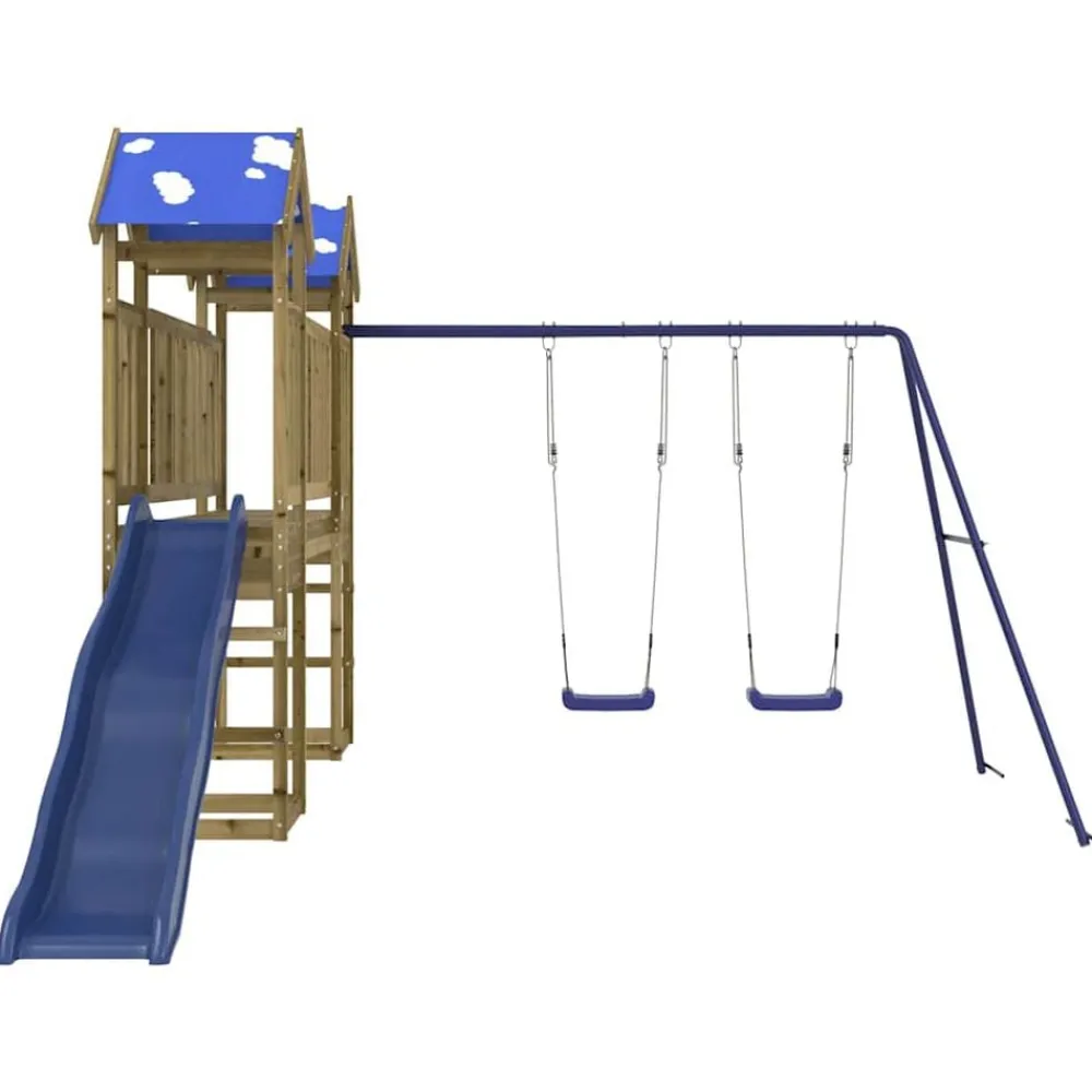 vidaXL Estructuras Para Juegos Al Aire Libre-Parque infantil de exterior madera de pino impregnada
