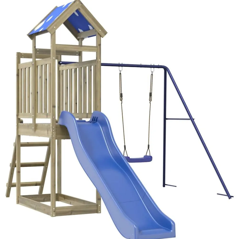 vidaXL Estructuras Para Juegos Al Aire Libre-Parque infantil de exterior madera de pino impregnada