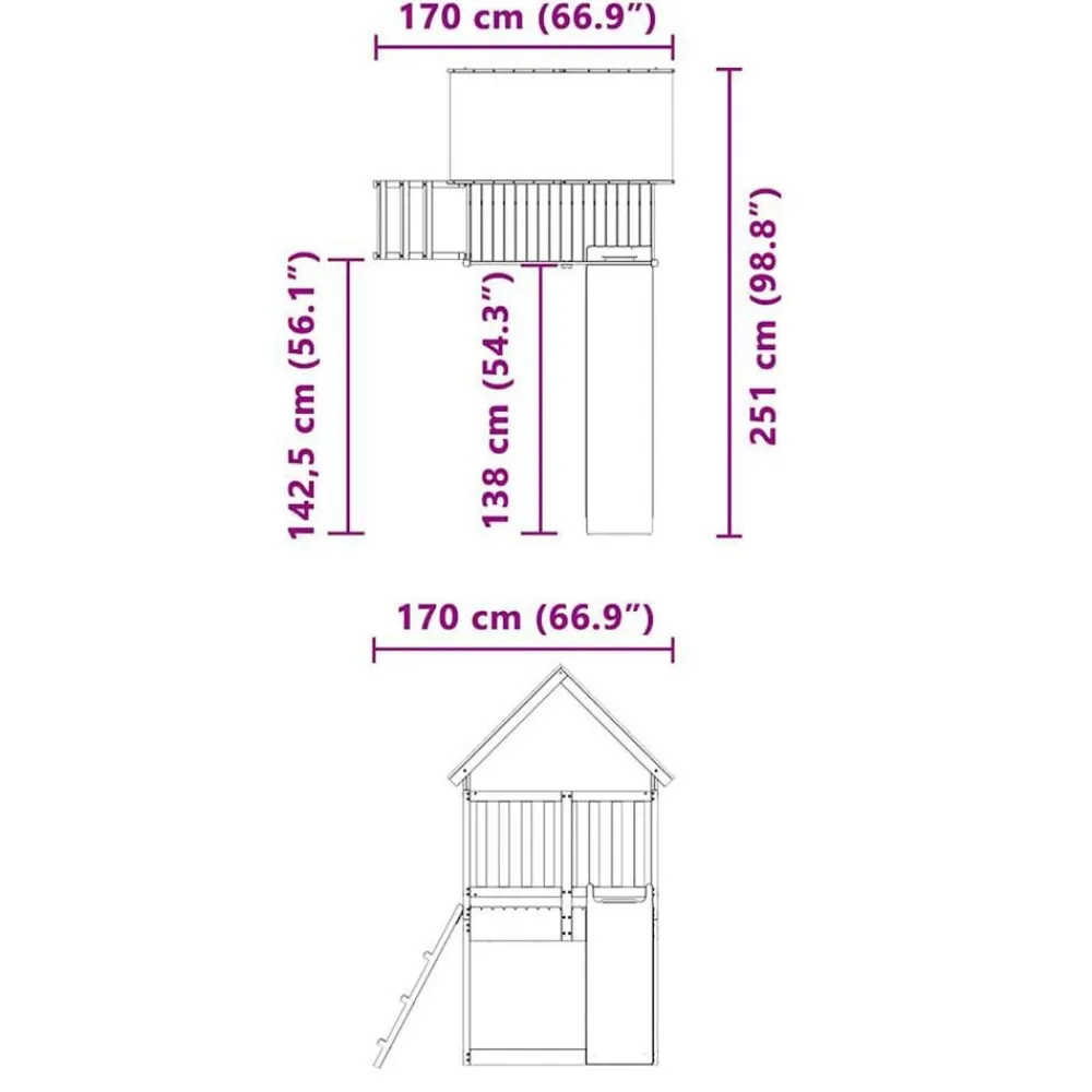 vidaXL Estructuras Para Juegos Al Aire Libre-Parque infantil de exterior madera maciza Douglas3156935