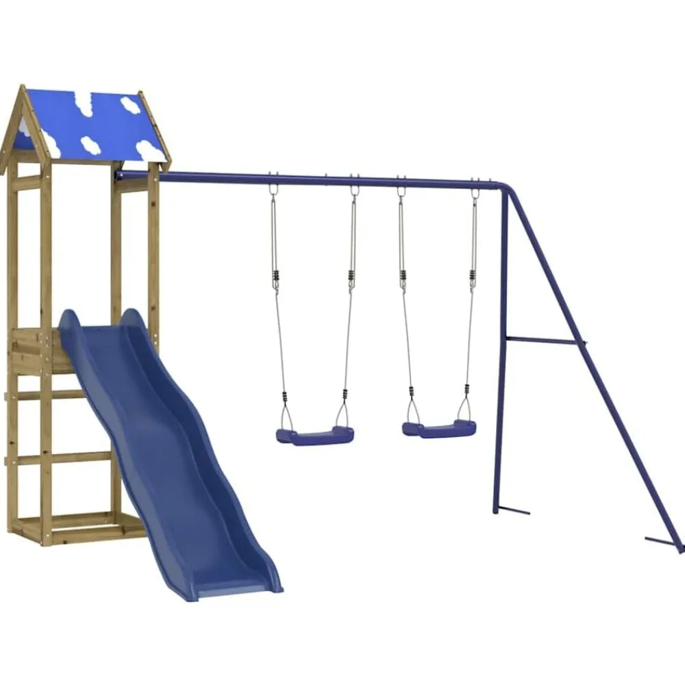 vidaXL Estructuras Para Juegos Al Aire Libre-Parque infantil de exterior madera de pino impregnada