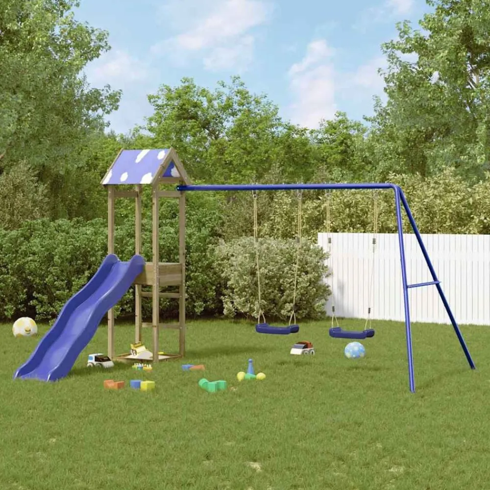 vidaXL Estructuras Para Juegos Al Aire Libre-Parque infantil de exterior madera de pino impregnada
