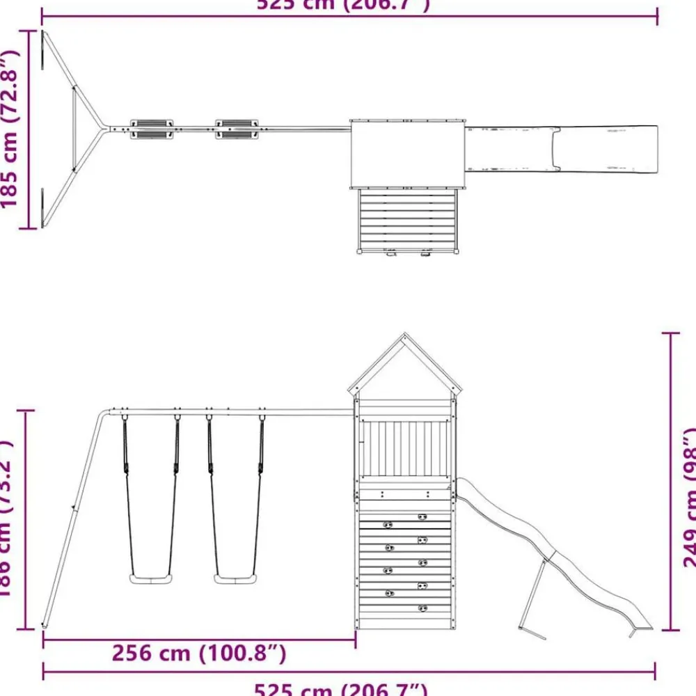 vidaXL Estructuras Para Juegos Al Aire Libre-Parque infantil de exterior madera maciza Douglas3156935