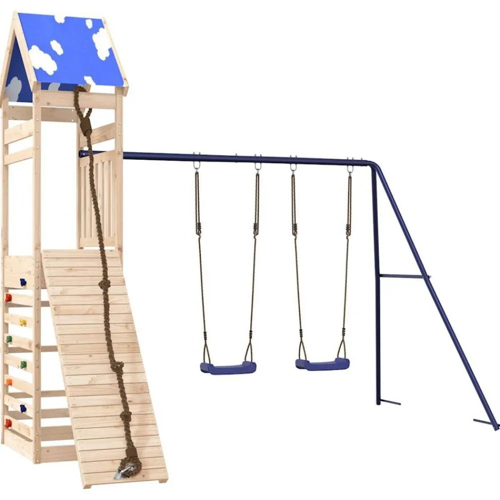 vidaXL Parque infantil de exterior de madera maciza de pino