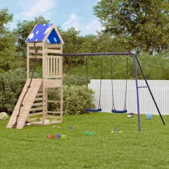 vidaXL Parque infantil de exterior de madera maciza de pino