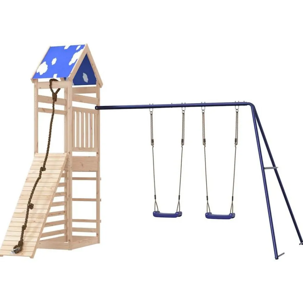 vidaXL Parque infantil de exterior de madera maciza de pino