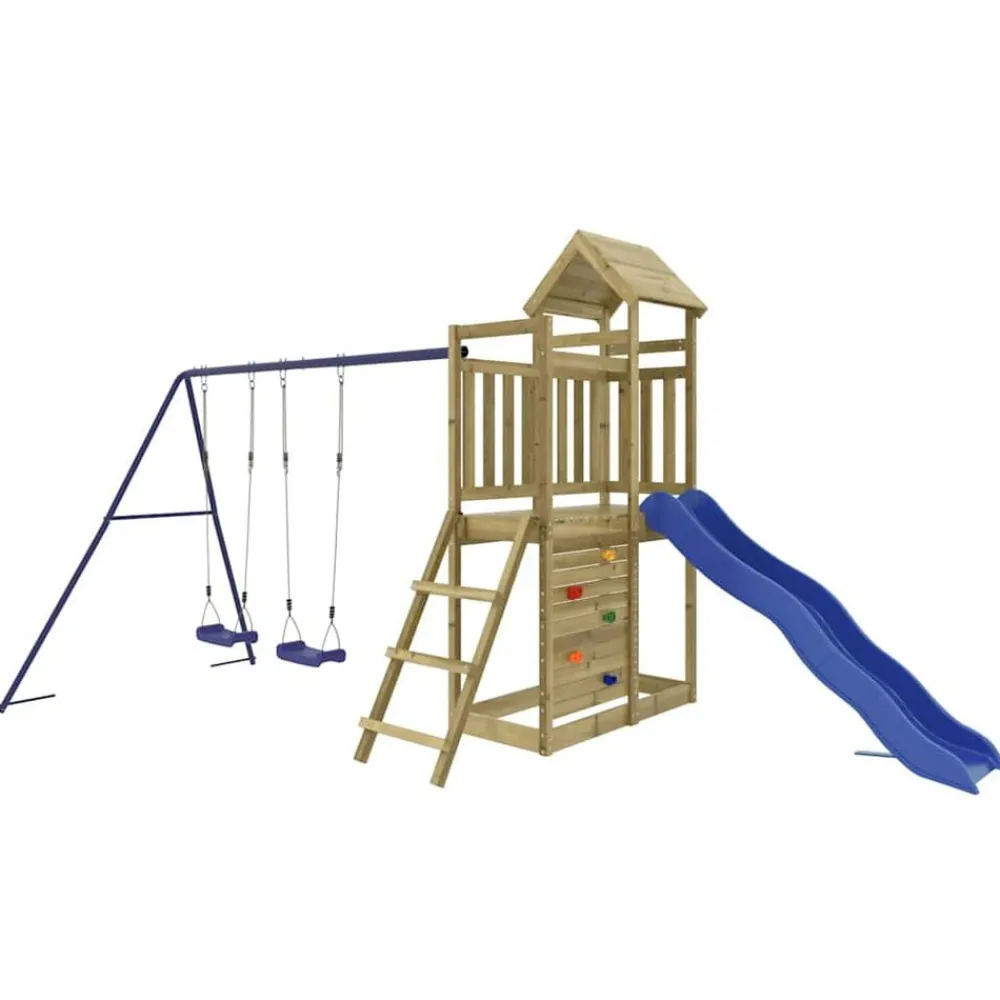 vidaXL Estructuras Para Juegos Al Aire Libre-Parque infantil de exterior madera de pino impregnada