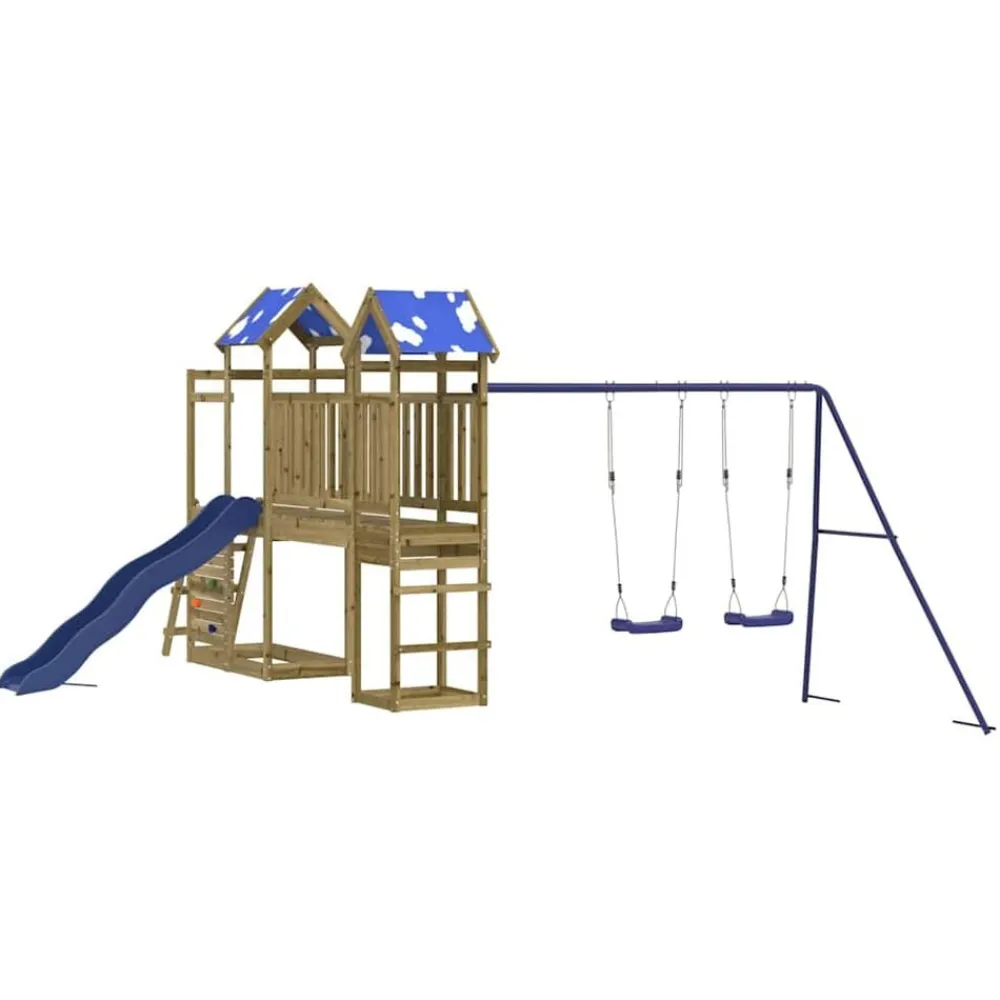 vidaXL Estructuras Para Juegos Al Aire Libre-Parque infantil de exterior madera de pino impregnada