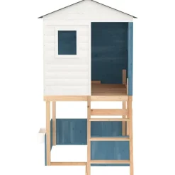vidaXL Parque infantil de exterior madera maciza abeto Blanco y azul Best