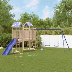 vidaXL Parque infantil de exterior de madera maciza de pino