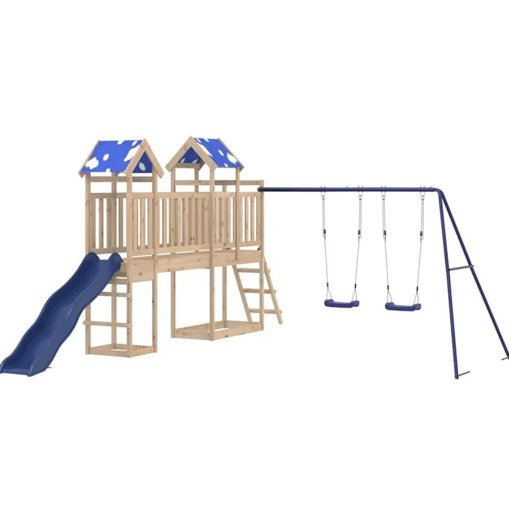 vidaXL Parque infantil de exterior de madera maciza de pino