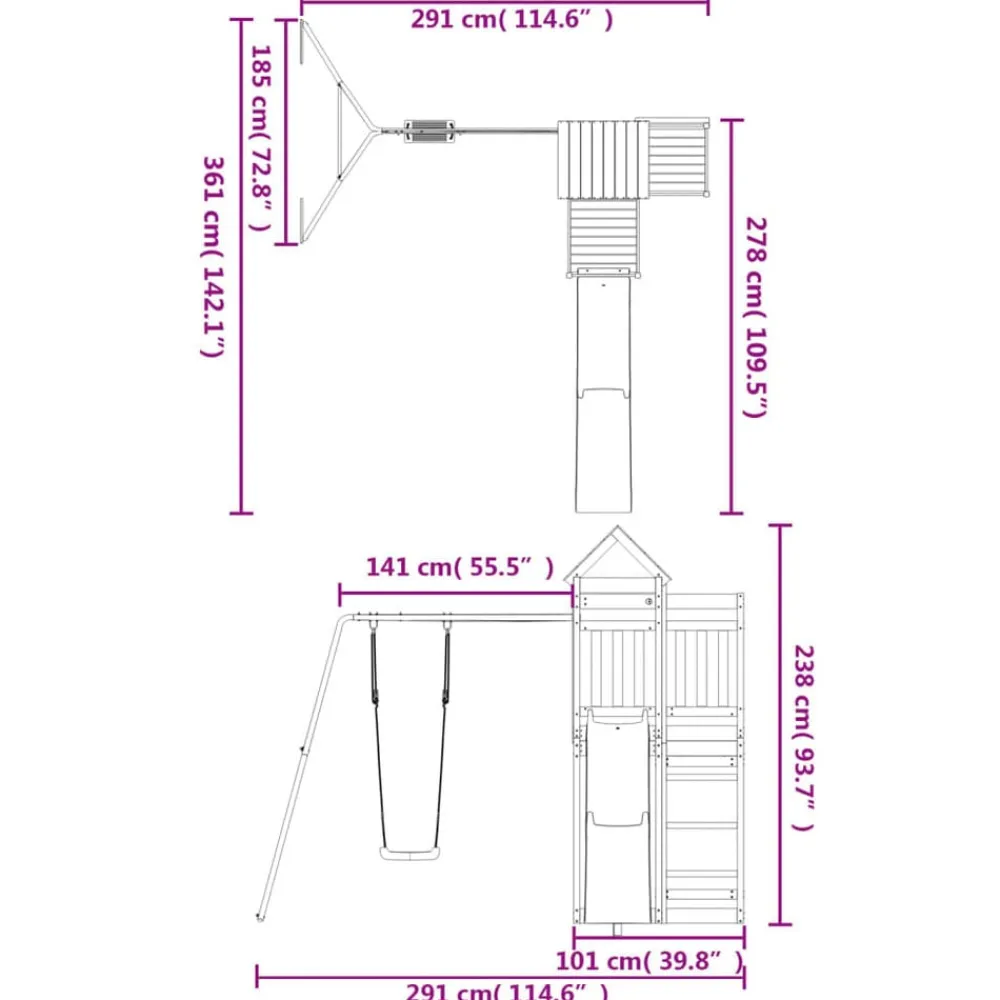 vidaXL Parque infantil de exterior madera de pino impregnada New