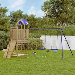 vidaXL Estructuras Para Juegos Al Aire Libre-Parque infantil de exterior madera de pino impregnada