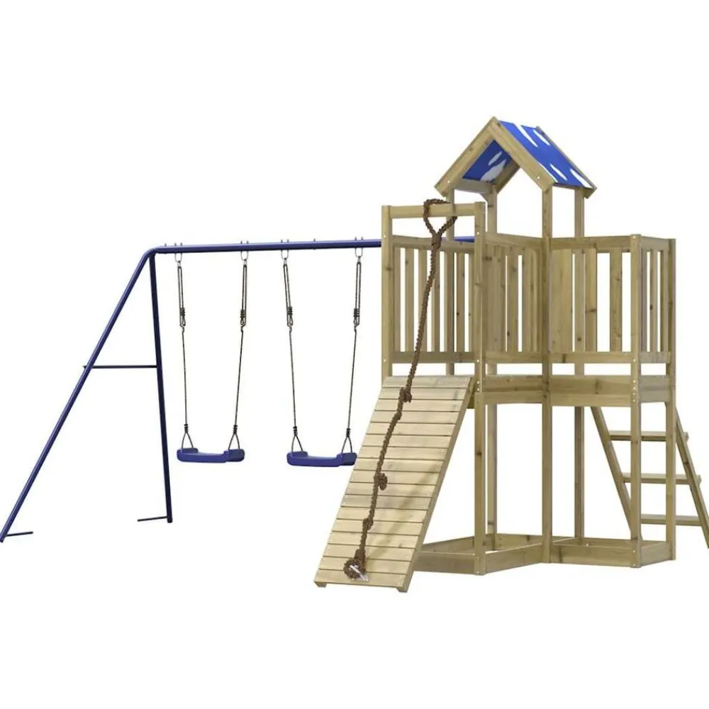 vidaXL Estructuras Para Juegos Al Aire Libre-Parque infantil de exterior madera de pino impregnada