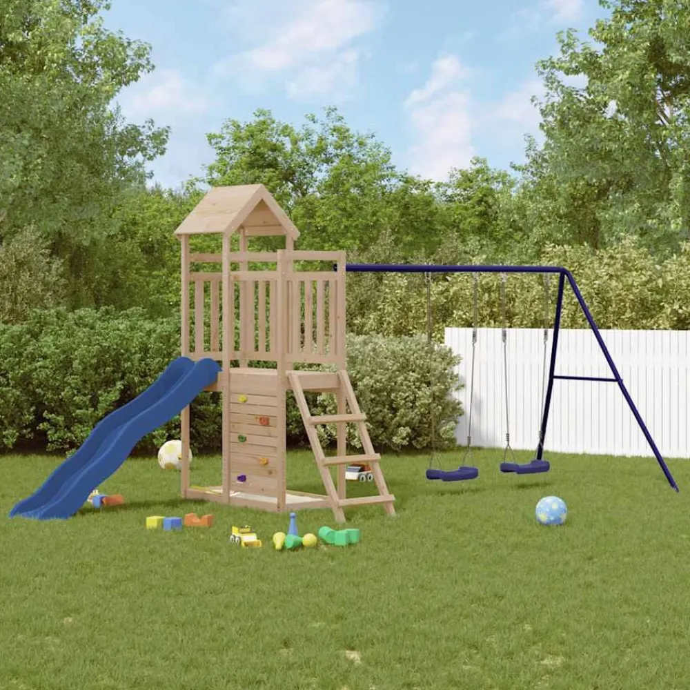 vidaXL Estructuras Para Juegos Al Aire Libre-Parque infantil de exterior madera maciza de pino