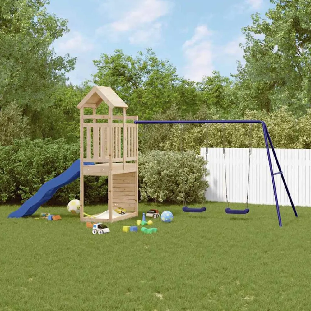vidaXL Parque infantil de exterior madera maciza de pino Sale
