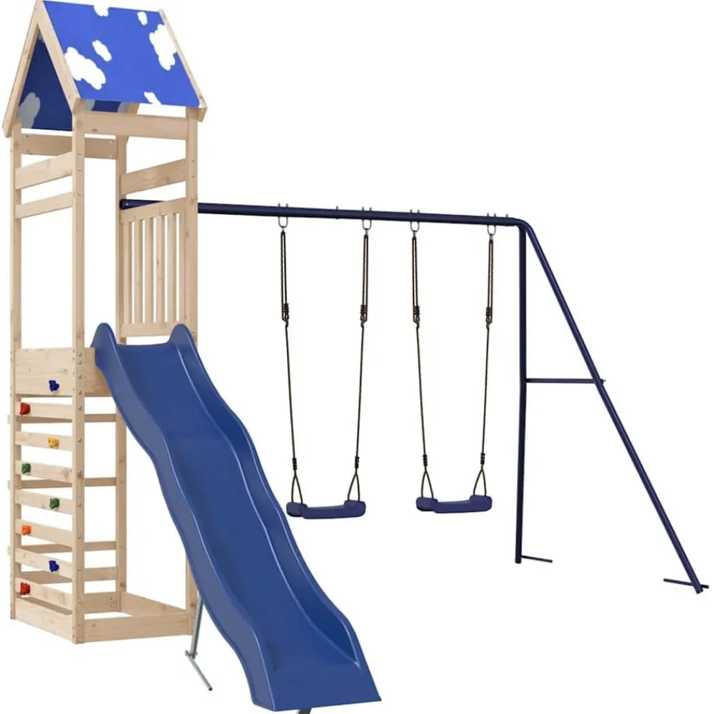 vidaXL Estructuras Para Juegos Al Aire Libre-Parque infantil de exterior de madera maciza de pino