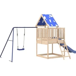 vidaXL Estructuras Para Juegos Al Aire Libre-Parque infantil de exterior de madera maciza de pino