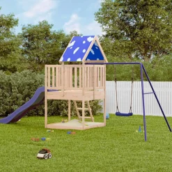 vidaXL Estructuras Para Juegos Al Aire Libre-Parque infantil de exterior de madera maciza de pino