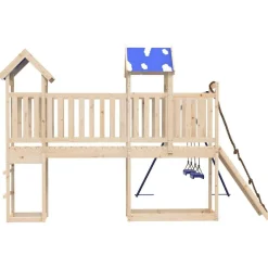 vidaXL Estructuras Para Juegos Al Aire Libre-Parque infantil de exterior de madera maciza de pino