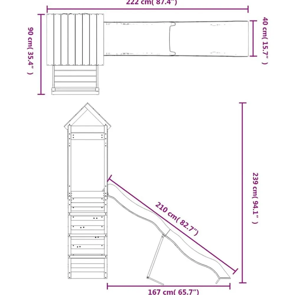 vidaXL Parque infantil de exterior madera maciza Douglas Sale