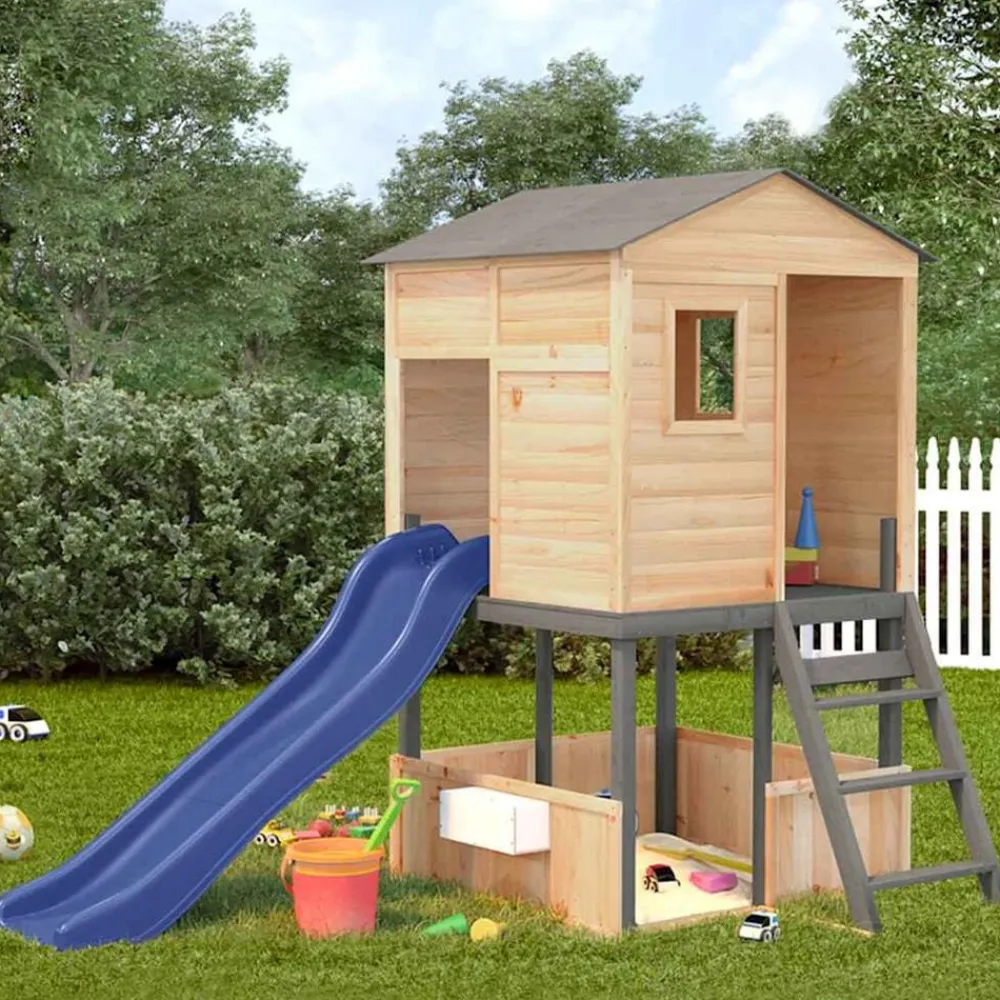 vidaXL Estructuras Para Juegos Al Aire Libre-Parque infantil de exterior madera maciza de abeto