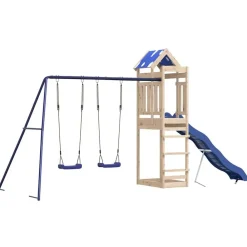 vidaXL Estructuras Para Juegos Al Aire Libre-Parque infantil de exterior de madera maciza de pino