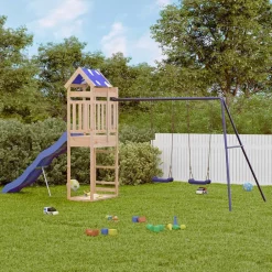 vidaXL Estructuras Para Juegos Al Aire Libre-Parque infantil de exterior de madera maciza de pino