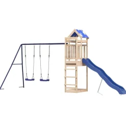 vidaXL Estructuras Para Juegos Al Aire Libre-Parque infantil de exterior de madera maciza de pino