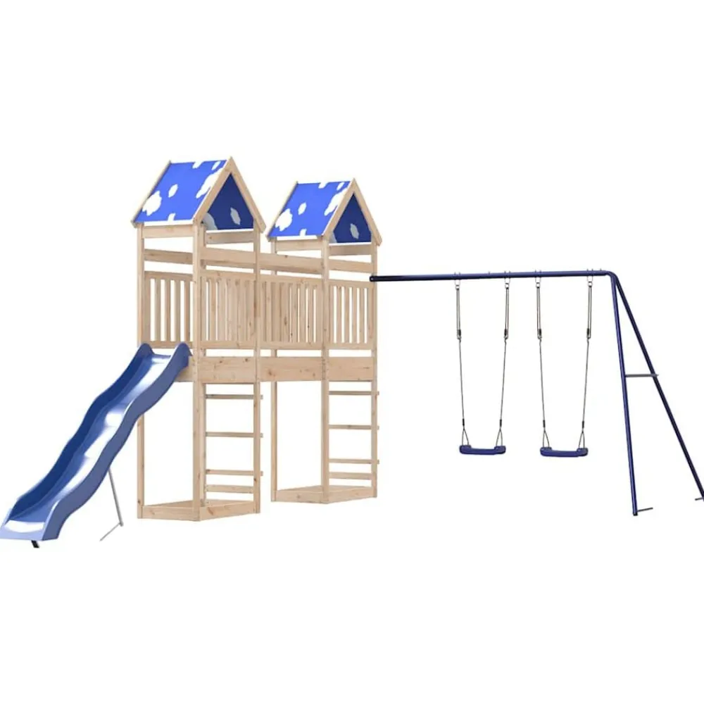 vidaXL Parque infantil de exterior de madera maciza de pino Clearance